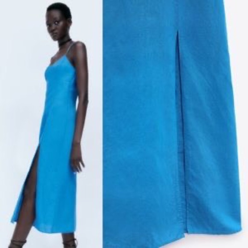 NEW WITH TAGS ZARA LINEN BLEND MIDI DRESS